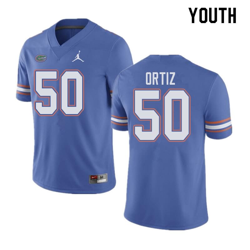 NCAA Florida Gators Marco Ortiz Youth #50 Jordan Brand Blue Stitched Authentic College Football Jersey FJA0364WM